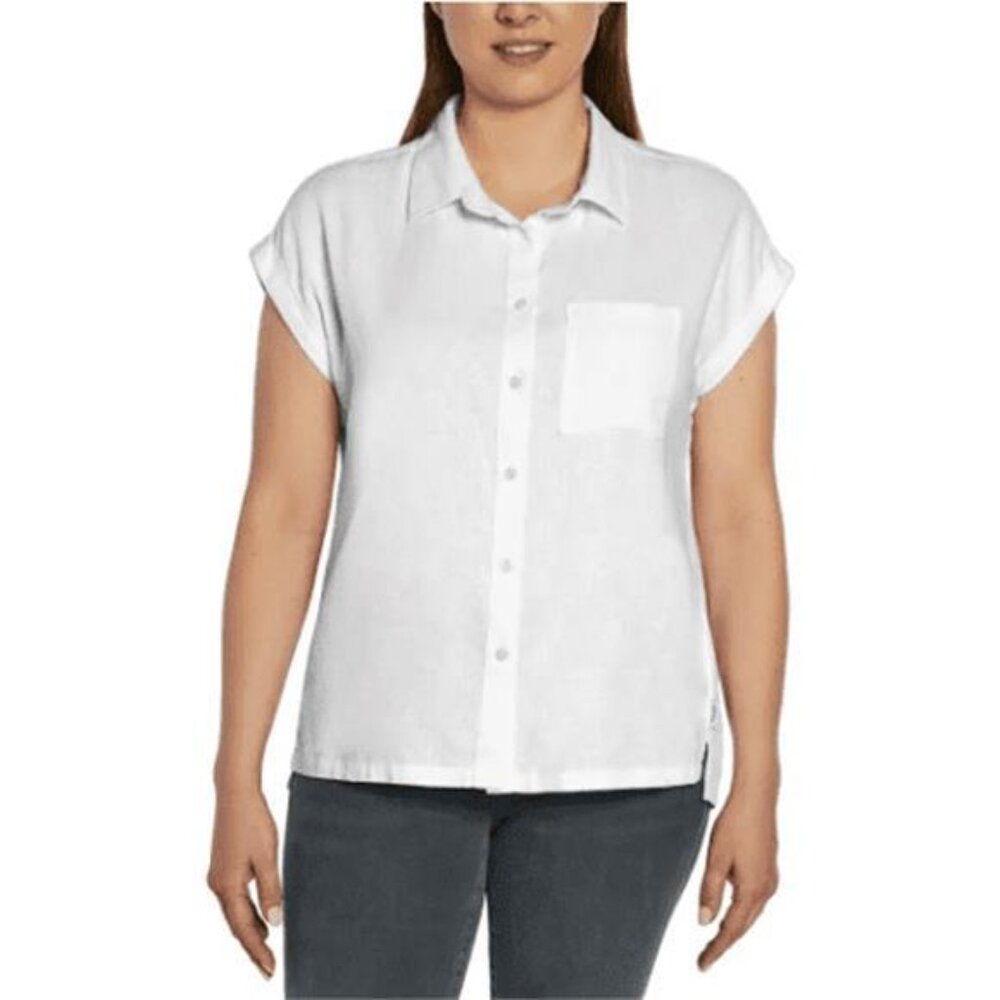 Orvis Womens' Short Sleeve Linen Blend Shirt (White, Small)